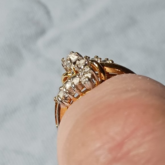 Vintage Gold Plated and CZ Cocktail Ring Size 7 - Picture 14 of 16
